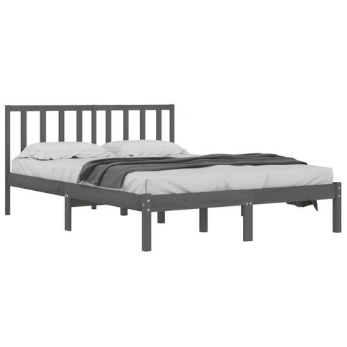 Cadre De Lit Sans Matelas Bois Massif De Pin Gris 200x200 Cm