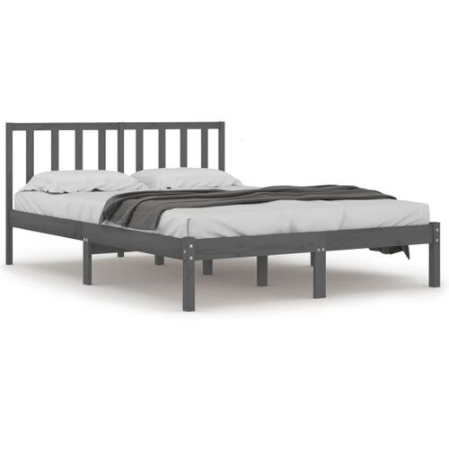 Cadre De Lit Sans Matelas Bois Massif De Pin Gris 200x200 Cm