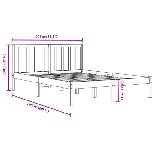 Cadre De Lit Sans Matelas Bois Massif De Pin Gris 200x200 Cm