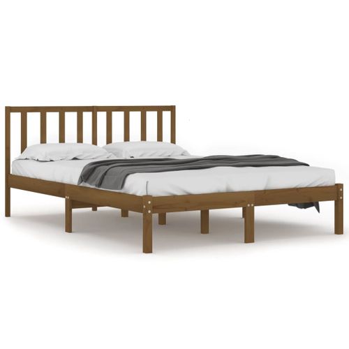 Cadre De Lit Sans Matelas Marron Miel Bois Pin Massif 200x200cm