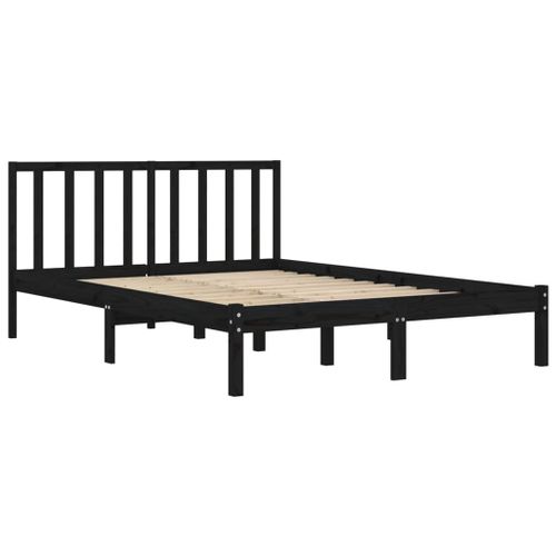 Cadre De Lit Sans Matelas Noir Bois Massif De Pin 200x200 Cm