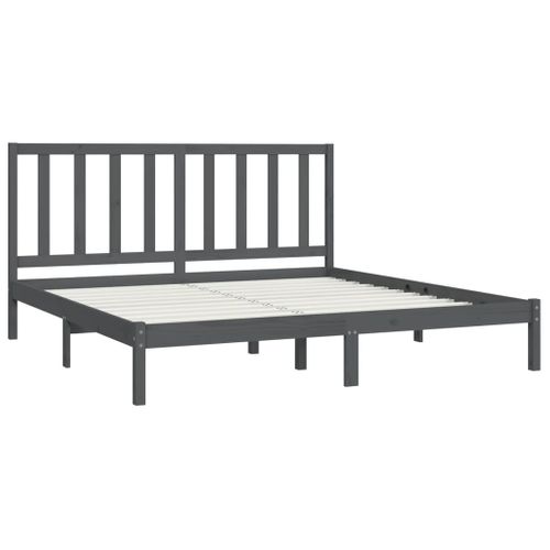 Cadre De Lit Sans Matelas Bois Massif De Pin Gris 200x200 Cm