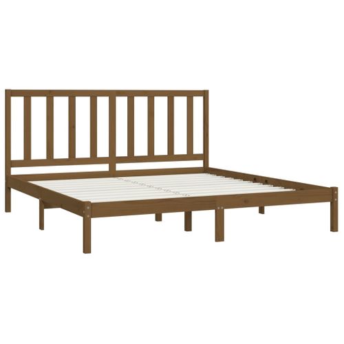 Cadre De Lit Sans Matelas Marron Miel Bois Pin Massif 200x200cm
