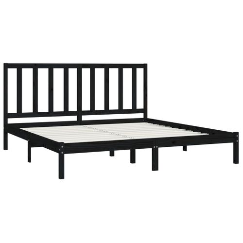 Cadre De Lit Sans Matelas Noir Bois Massif De Pin 200x200 Cm