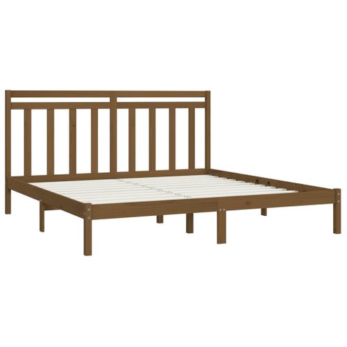 Cadre De Lit Sans Matelas Marron Miel 200x200 Cm Bois Massif