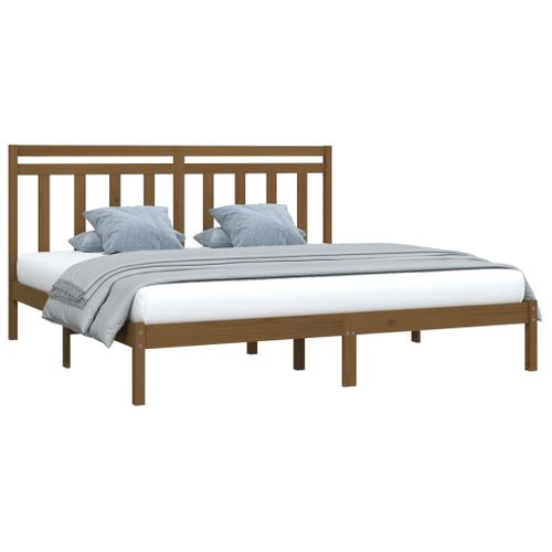 Cadre De Lit Sans Matelas Marron Miel 200x200 Cm Bois Massif