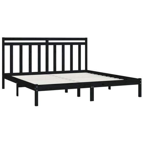 Cadre De Lit Sans Matelas Noir 200x200 Cm Bois Massif
