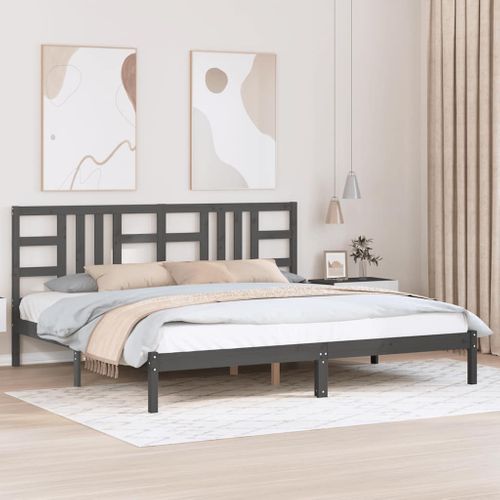 Cadre De Lit Sans Matelas Gris 200x200 Cm Bois Massif
