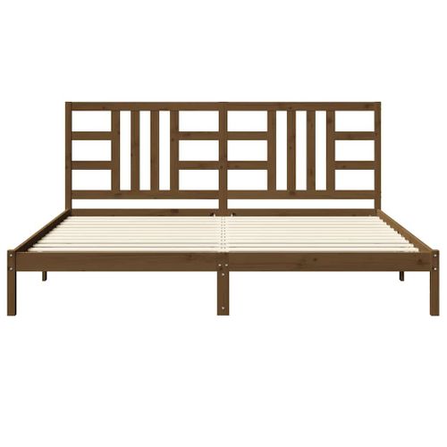 Cadre De Lit Sans Matelas Marron Miel 200x200 Cm Bois Massif