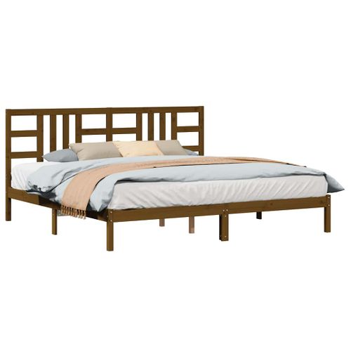 Cadre De Lit Sans Matelas Marron Miel 200x200 Cm Bois Massif