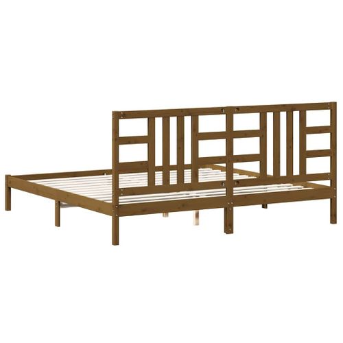 Cadre De Lit Sans Matelas Marron Miel 200x200 Cm Bois Massif
