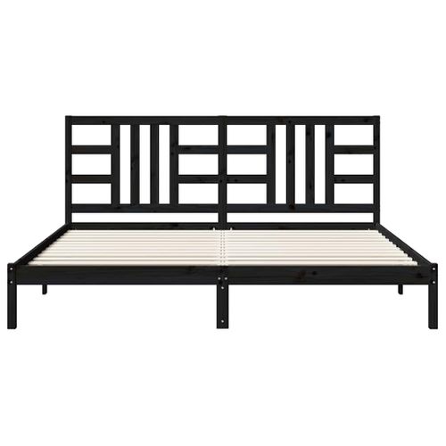 Cadre De Lit Sans Matelas Noir 200x200 Cm Bois Massif