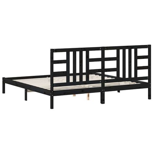 Cadre De Lit Sans Matelas Noir 200x200 Cm Bois Massif