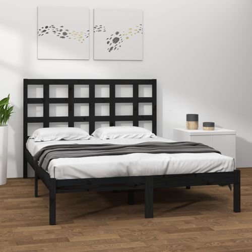 Cadre De Lit Sans Matelas Noir 200x200 Cm Bois Massif