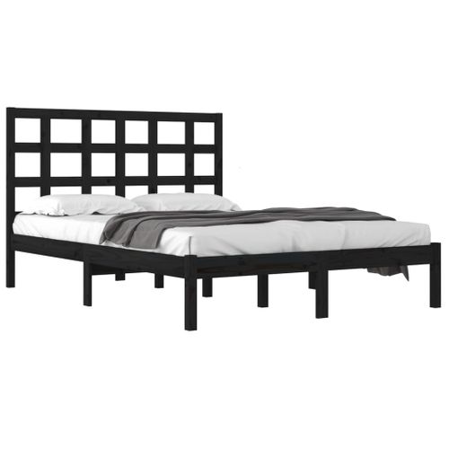 Cadre De Lit Sans Matelas Noir 200x200 Cm Bois Massif
