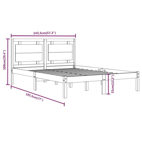 Cadre De Lit Sans Matelas 140x190 Cm Bois Massif