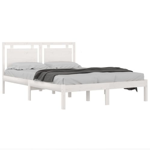 Cadre De Lit Sans Matelas Blanc 120x200 Cm Bois Massif