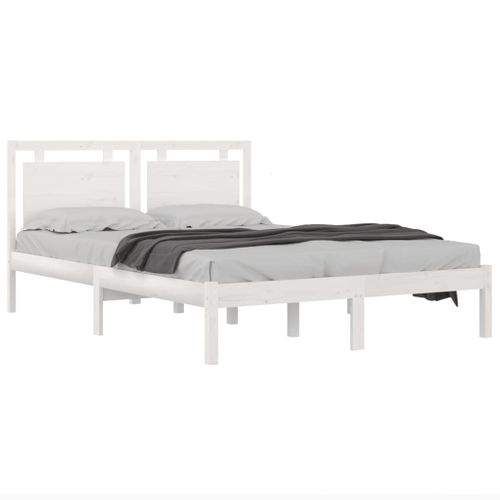 Cadre De Lit Sans Matelas Blanc 160x200 Cm Bois Massif