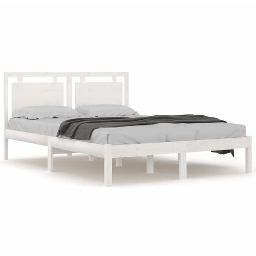 Cadre De Lit Sans Matelas Blanc 160x200 Cm Bois Massif