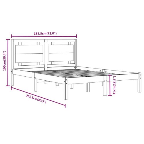 Cadre De Lit Sans Matelas 180x200 Cm Bois Massif