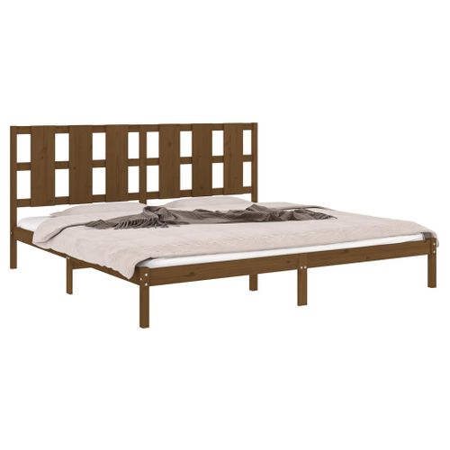 Cadre De Lit Sans Matelas Marron Miel 200x200cm Bois Pin Massif
