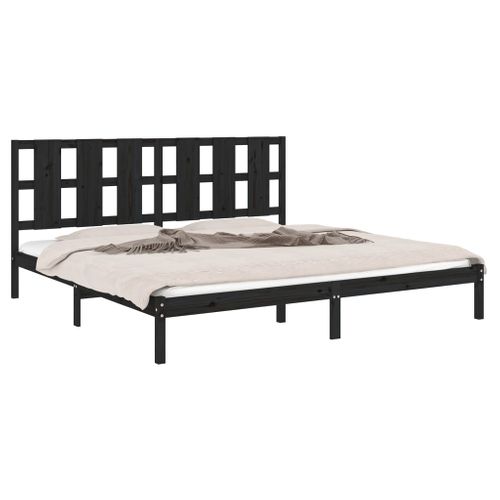 Cadre De Lit Sans Matelas Noir 200x200 Cm Bois Massif De Pin