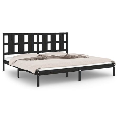 Cadre De Lit Sans Matelas Noir 200x200 Cm Bois Massif De Pin