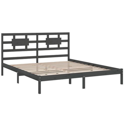 Cadre De Lit Sans Matelas Gris 200x200 Cm Bois Massif