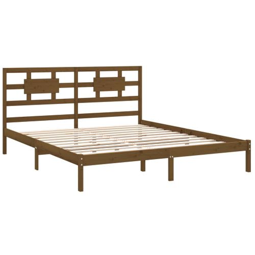 Cadre De Lit Sans Matelas Marron Miel 200x200 Cm Bois Massif