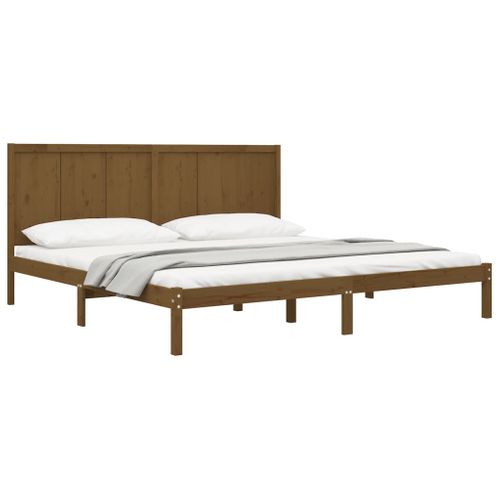 Cadre De Lit Sans Matelas Marron Miel 200x200cm Bois Pin Massif