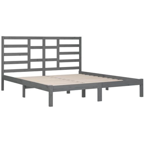 Cadre De Lit Sans Matelas Bois Massif Gris 200x200 Cm