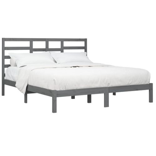 Cadre De Lit Sans Matelas Bois Massif Gris 200x200 Cm