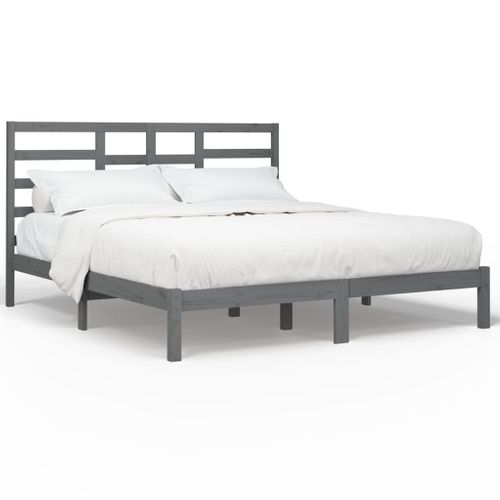Cadre De Lit Sans Matelas Bois Massif Gris 200x200 Cm