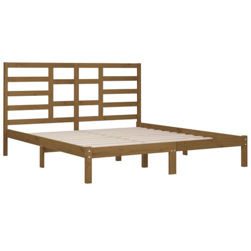 Cadre De Lit Sans Matelas Marron Miel Bois Massif 200x200 Cm