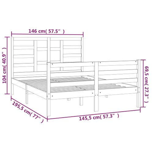 Cadre De Lit Sans Matelas Blanc Bois Massif 140x190 Cm