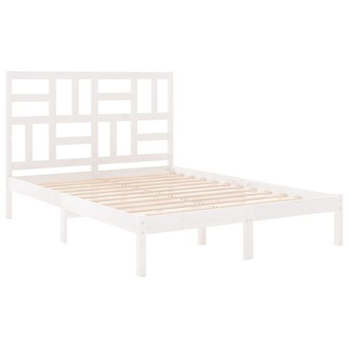 Cadre De Lit Sans Matelas Blanc Bois Massif 140x190 Cm