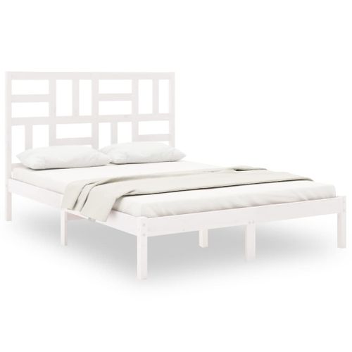 Cadre De Lit Sans Matelas Blanc Bois Massif 140x190 Cm