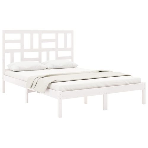 Cadre De Lit Sans Matelas Blanc Bois Massif 120x200 Cm