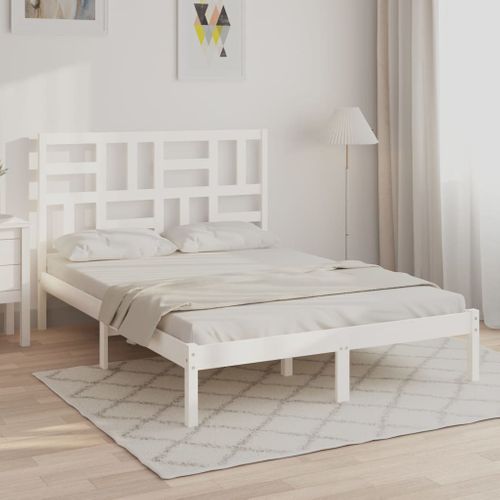 Cadre De Lit Sans Matelas Blanc Bois Massif 140x200 Cm