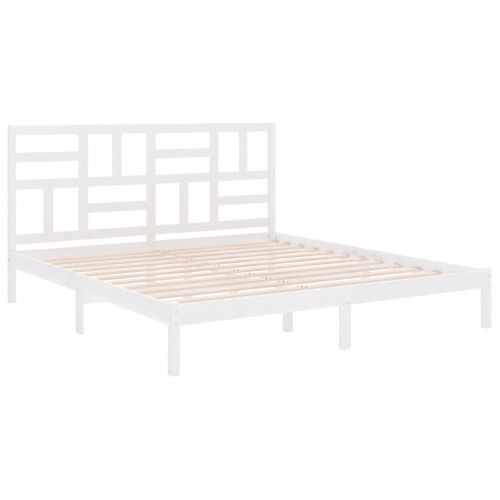 Cadre De Lit Sans Matelas Blanc Bois Massif 200x200 Cm