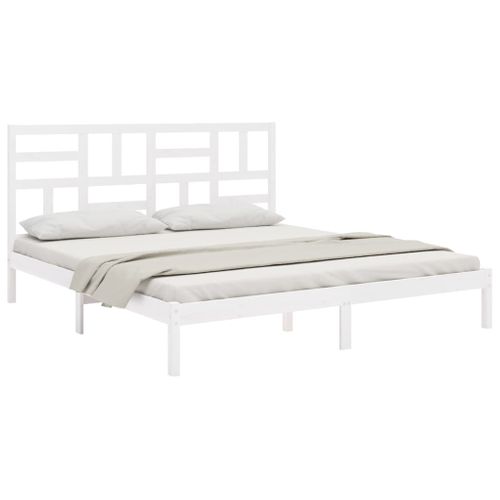 Cadre De Lit Sans Matelas Blanc Bois Massif 200x200 Cm