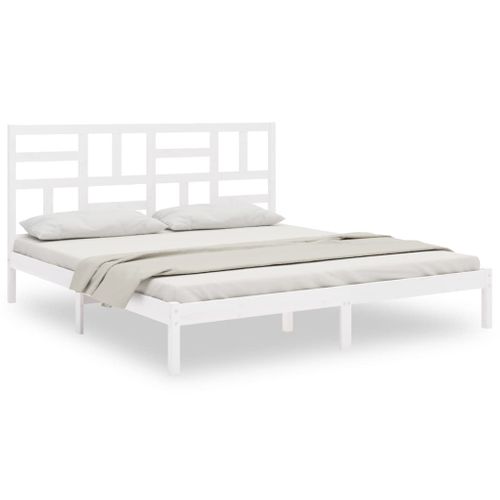 Cadre De Lit Sans Matelas Blanc Bois Massif 200x200 Cm