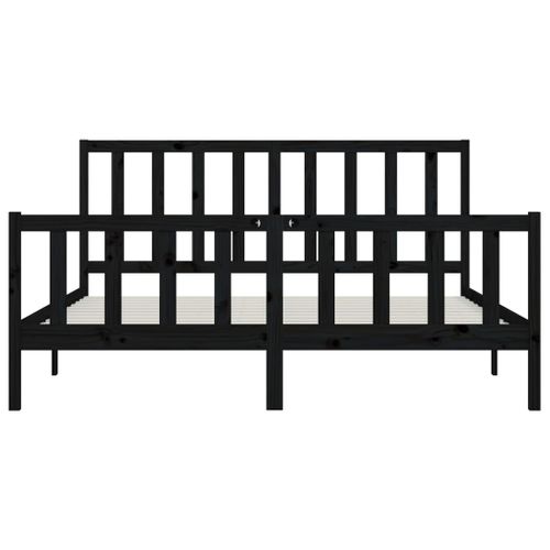 Cadre De Lit Sans Matelas Noir 200x200 Cm Bois Massif