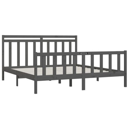 Cadre De Lit Sans Matelas Bois Massif De Pin Gris 200x200 Cm