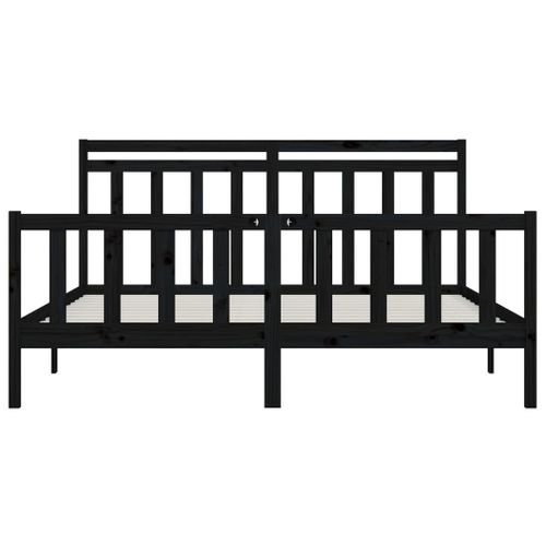 Cadre De Lit Sans Matelas Noir Bois Massif De Pin 200x200 Cm