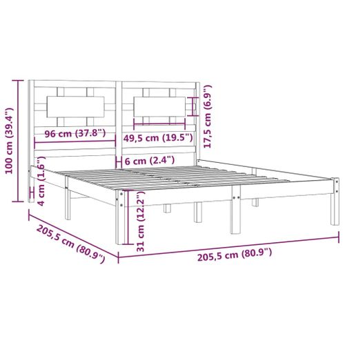 Cadre De Lit Sans Matelas Noir 200x200 Cm Bois Massif De Pin