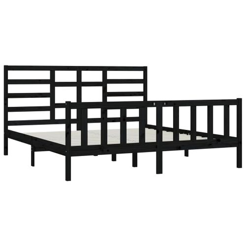 Cadre De Lit Sans Matelas Noir 200x200 Cm Bois Massif De Pin