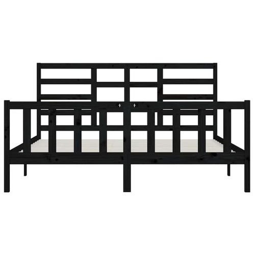 Cadre De Lit Sans Matelas Noir 200x200 Cm Bois Massif De Pin