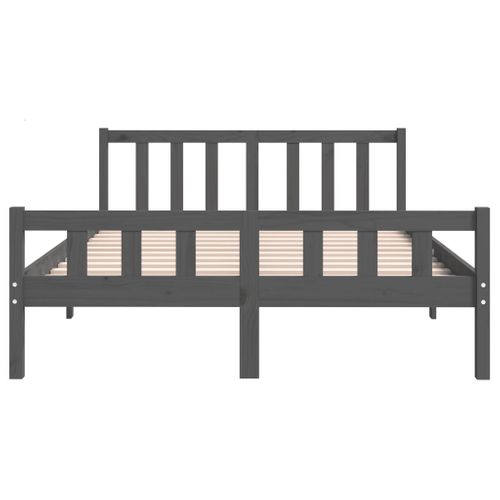 Cadre De Lit Gris Bois Massif 140x190 Cm