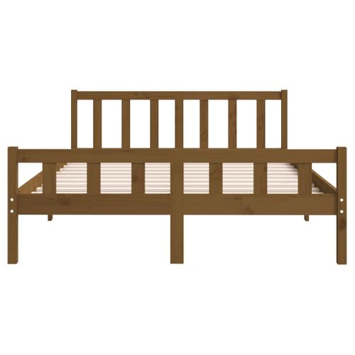 Cadre De Lit Sans Matelas Marron Miel Bois Massif 150x200